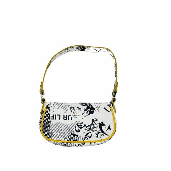 ASOS Handbags - ASOS Mini Handbag Newsprint White Black Mini Zipper Shoulder Bag Womens